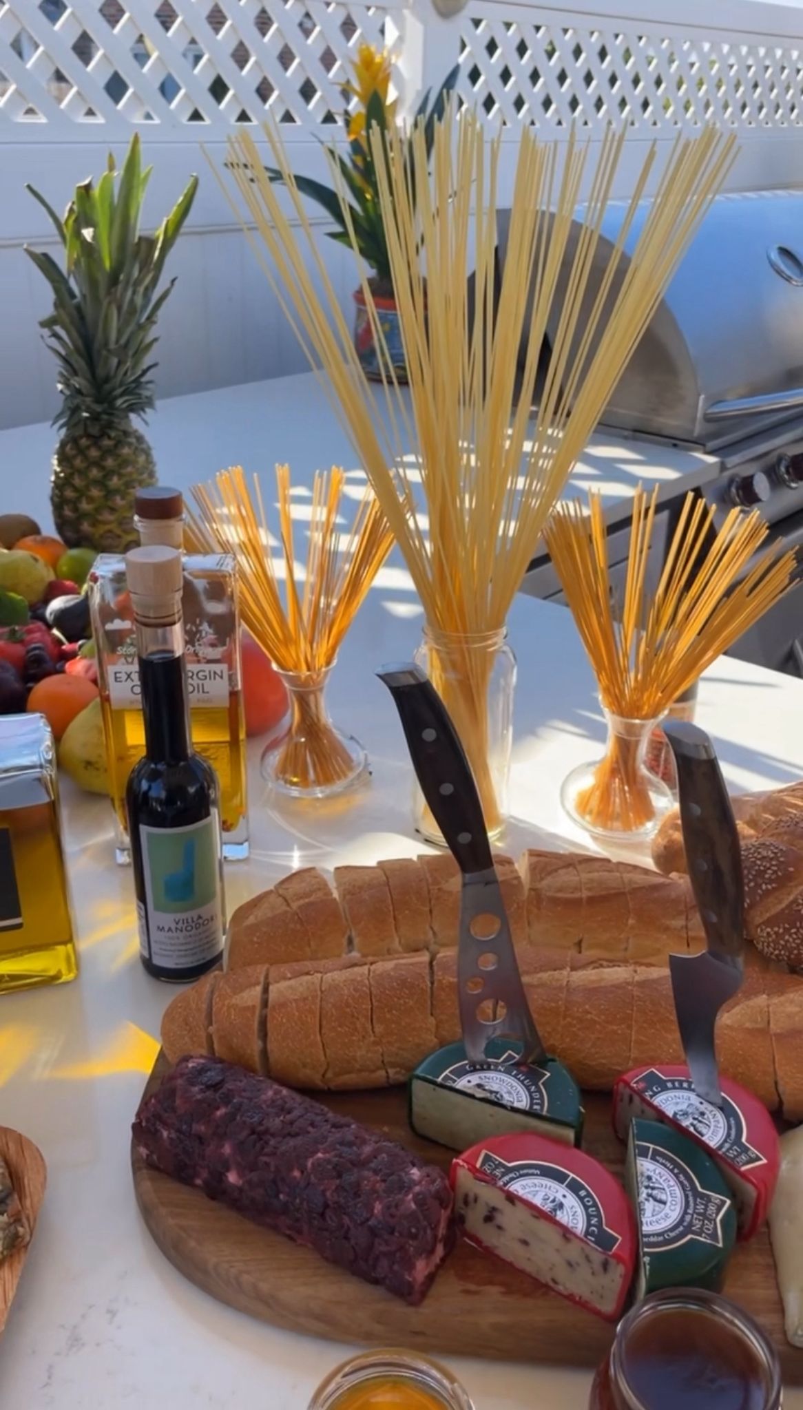 Artisan bread, cheese and charcuterie table