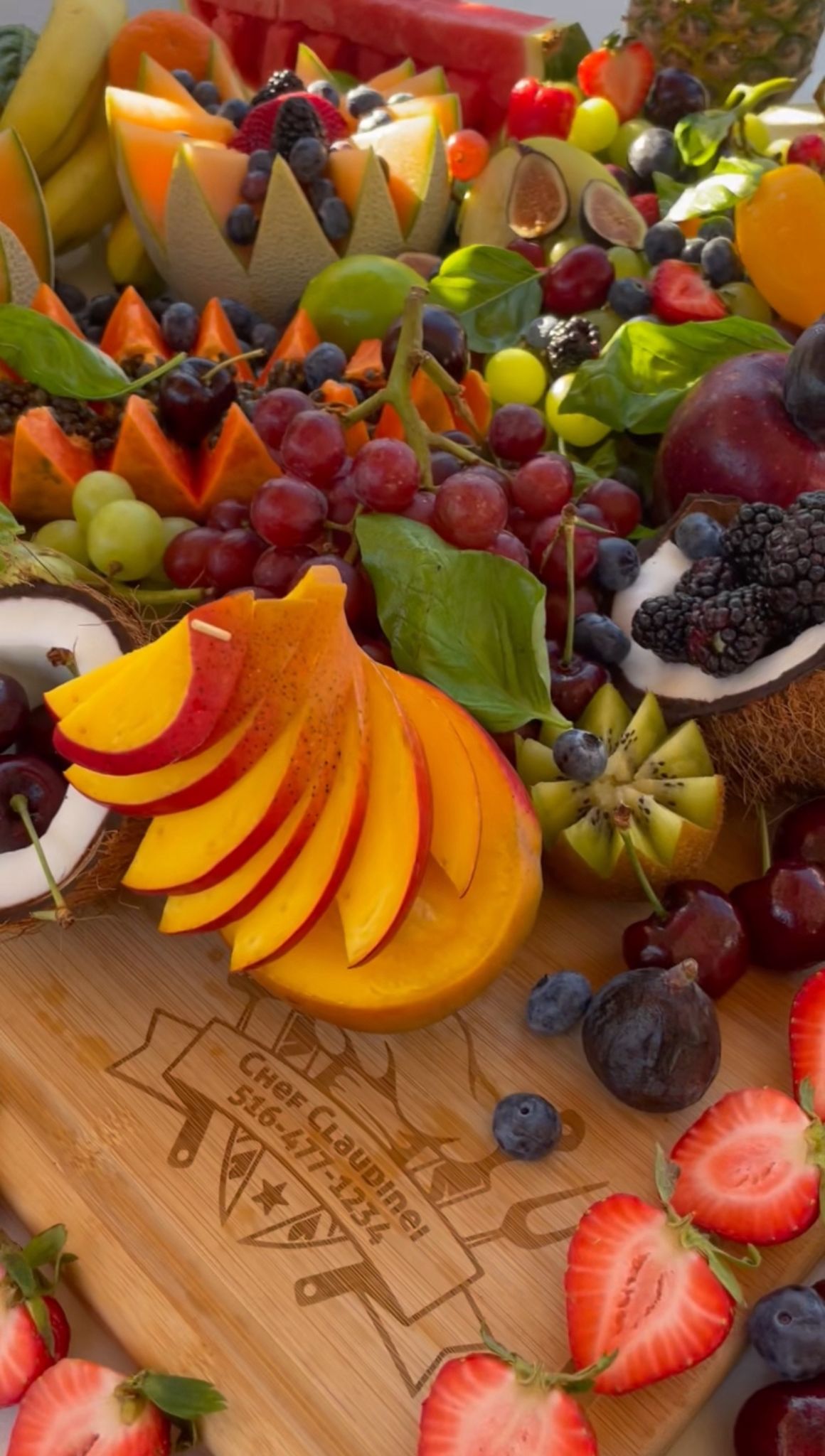 Tropical fruit platter with seasonal fruits